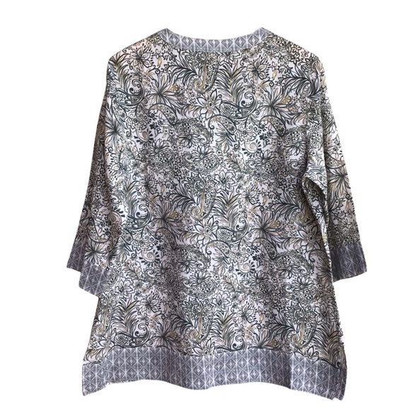 Sigrid Olsen Floral Linen 3/4 Sleeve V Neck Tunic NEW - Picture 7 of 10